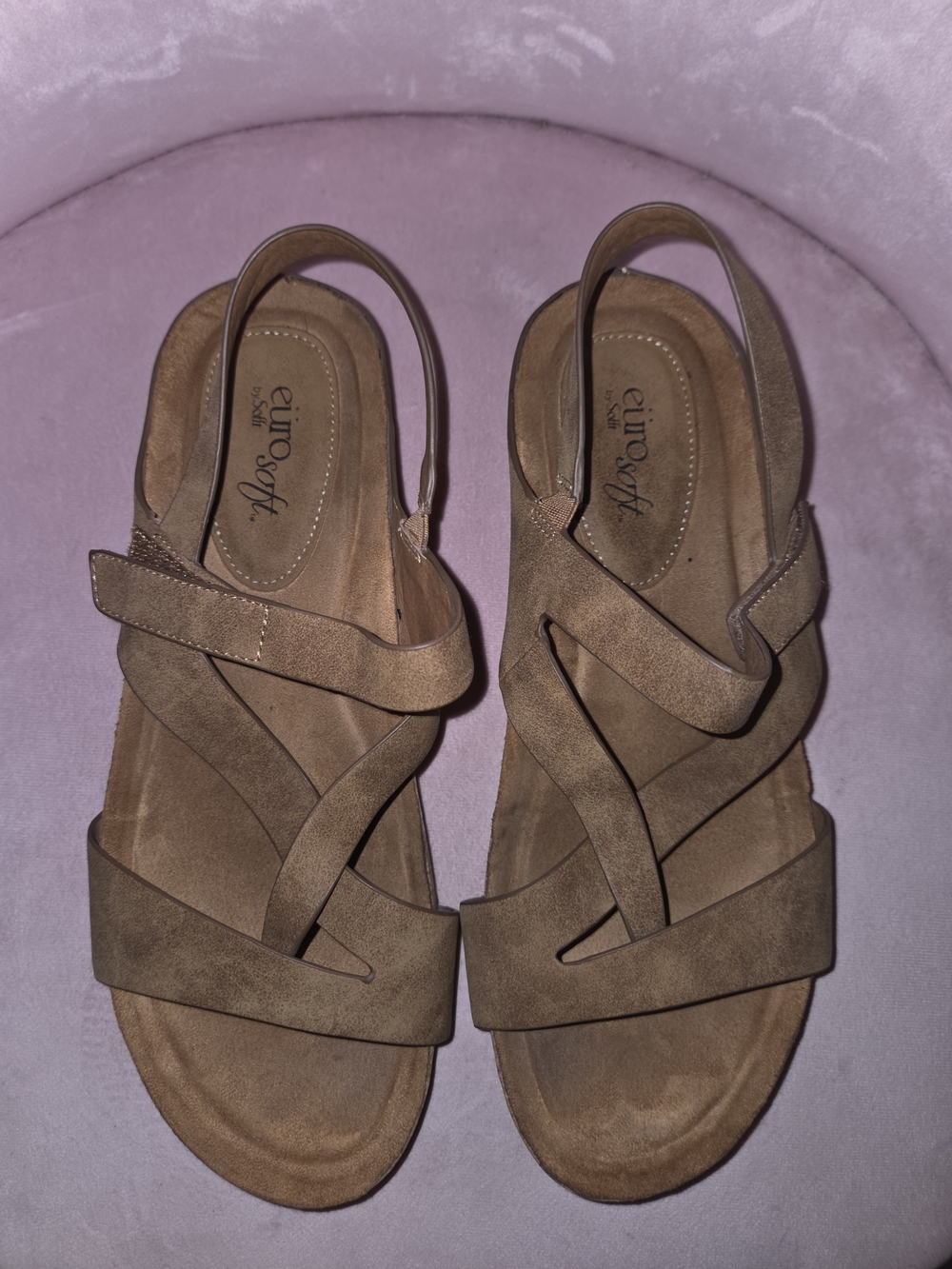 EuroSoft Women's Tan Crisscross Slingback Sandals